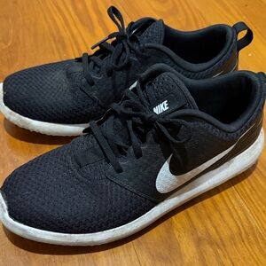 Nike Black with White Swoosh Golf shoes